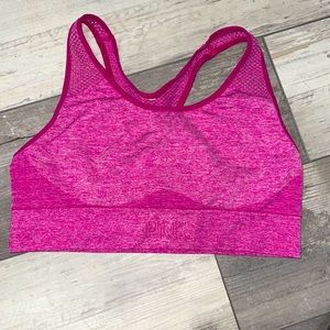 Large, Victoria’s Secret Pink sports bra, medium hold, no lining.